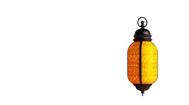 Ornate glass lantern with metal trim on black, cut out transparent