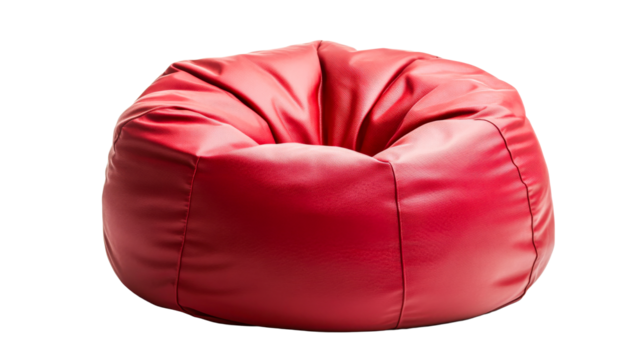 Red beanbag seat isolated on black, cut out transparent