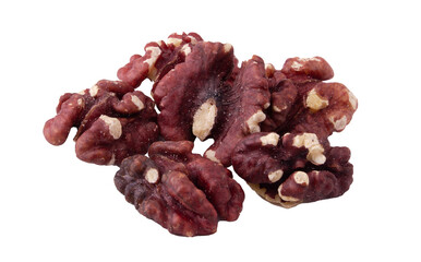 shelled walnuts on white background