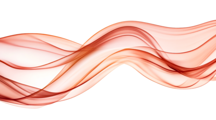 Flowing, airy, abstract design with copper-red waves on black, cut out transparent