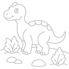Line drawing of baby dinosaurs coloring Page outline vector, little dinosaur coloring book for pages