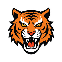 tiger angry head vector art illustration 