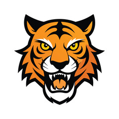 tiger angry head vector art illustration 
