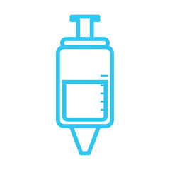 Obraz premium Blue Line Vector Illustration of a Medical Syringe Representing Healthcare, Vaccination, and Injection Equipment for Medical Use