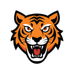 tiger angry head vector art illustration 