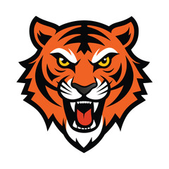tiger angry head vector art illustration 