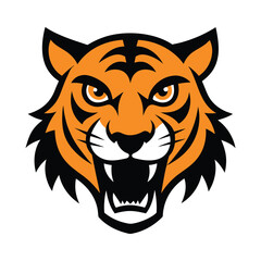tiger angry head vector art illustration 