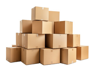 Isolated Tall Stack of Cardboard Shipping Boxes