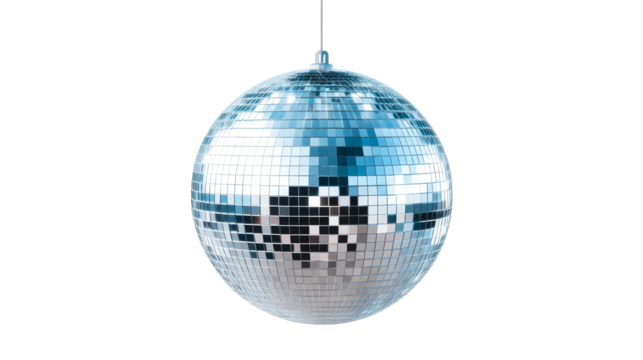 Disco ball, mirror sphere, party decoration, music, dance, cut out transparent