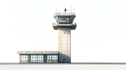 Modern Airport Control Tower: Aviation Safety and Air Traffic Monitoring in Global Transportation Hub