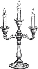 Fototapeta premium Elegant vintage candelabra with three lit candles
