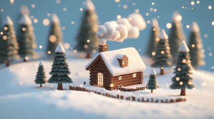 Cozy Winter Cabin Scene