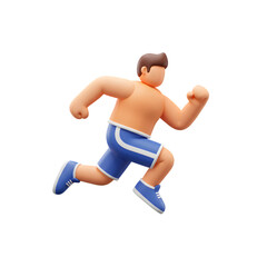 Isometric 3D Render of Man Running on a White Background for Sports Concept