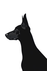 Isolated Doberman Dog Head Silhouette