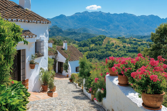 A charming landscape view of Bubion, showcasing its traditional architecture and mountainous backdrop.