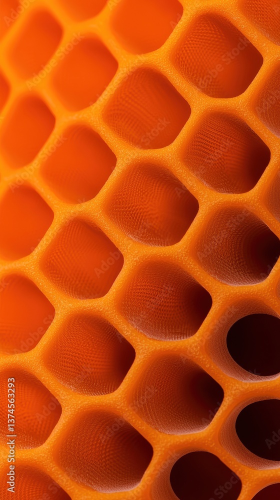 Aufkleber macro view of abstract orange cellular structure, honeycomb-like design. graphic texture.