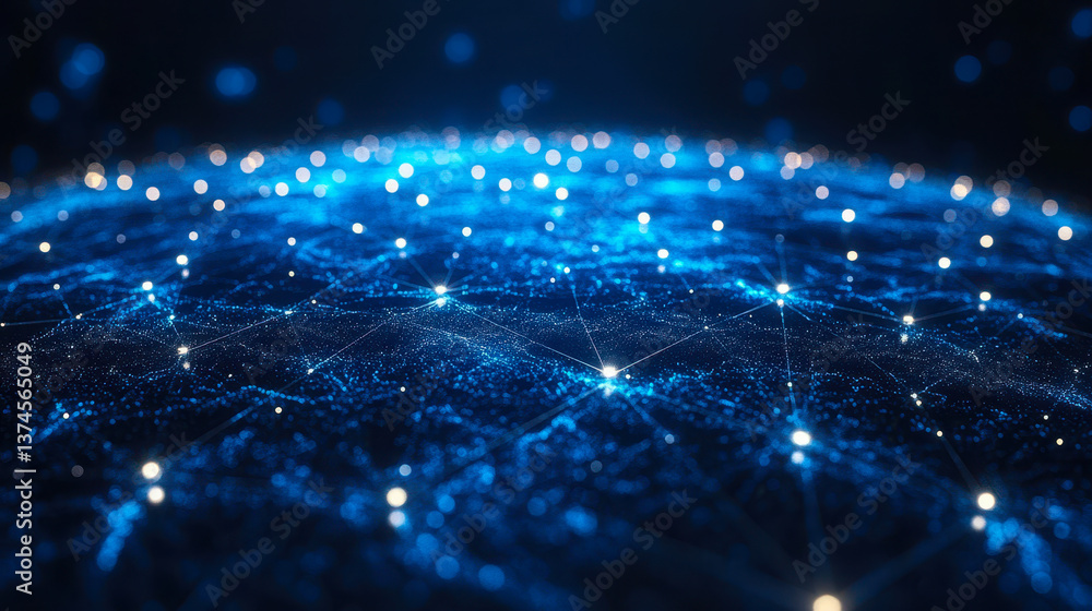 Aufkleber global digital network connections over earth in 3d rendering concept image