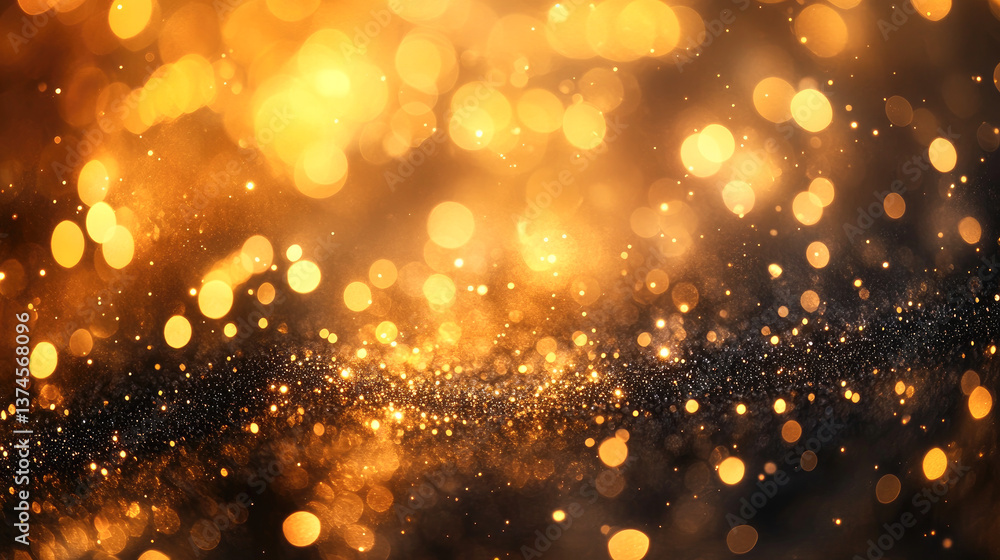 Poster an enchanting backdrop of golden bokeh lights creates a mesmerizing atmosphere ideal for dreamy and 