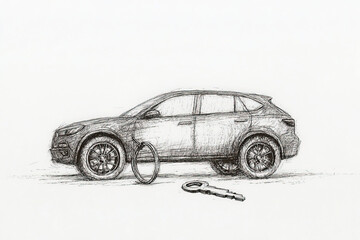 Fototapeta premium car key sketch