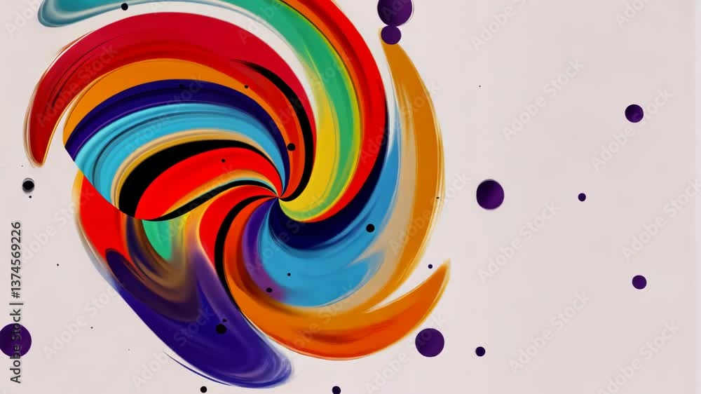 Poster a colorful swirl with a black dot in the middle. the swirl is made up of many different colors
