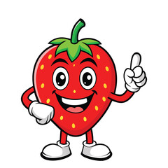 Strawberry Cute Happy Fruit Character Cartoon Illustration