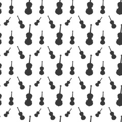 Seamless pattern of violins on white background, icon classical musical instruments, vector illustration