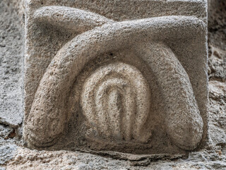 Church of Sant Pau del Camp, possible female sexual organ, 12th century, advanced Lombard...