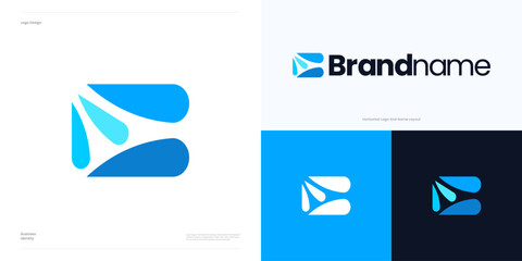 Letter C or B with liquid water drop concept logo icon design editable element vector illustration, Initial symbol C or B fluid for nature and business brand identity. © Erips.id