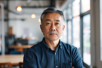 Obraz premium Portrait of a middle aged Asian male worker in start up company office