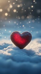 Obraz premium Heart shaped ice sculpture gleaming in the winter light photos