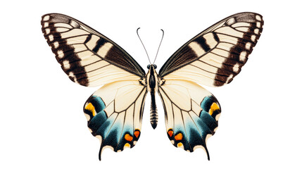 Butterfly wings with a black outline on black background, cut out transparent