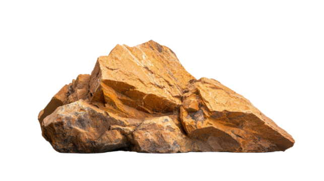 Natural Brown Rock Formation Isolated on White Background