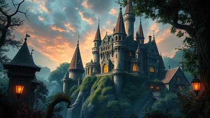 Whimsical Howl's Moving Castle Scene