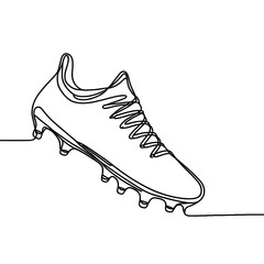 Outline of a soccer shoe in minimalist design on a simple background  