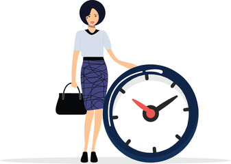 Woman Holding a Watch Illustration


