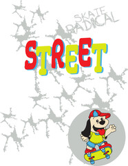 Street Skate Radical Dog Cartoon