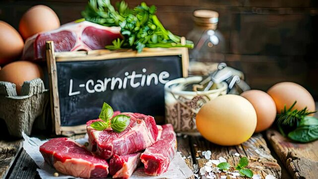 L-carnitine in food on the table. Selective focus. food.