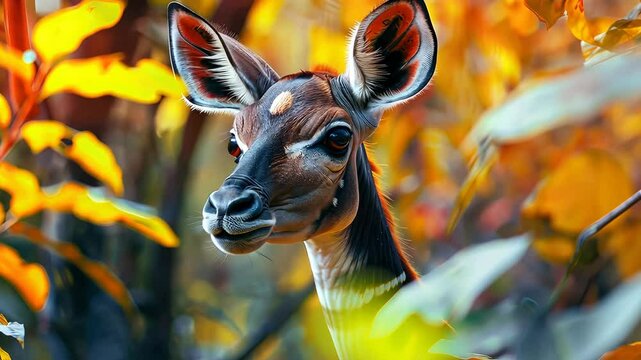 okapi on nature in the forest. Selective focus. nature.
