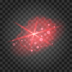 Red light effect isolated on transparent background. Vector illustration.