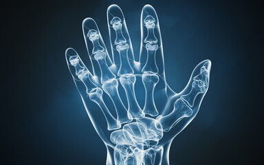 Naklejka premium Hand Bone Cross-Section neon, X-Ray Hand Anatomy