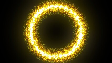 Glowing golden circle. Computer generated 3d render