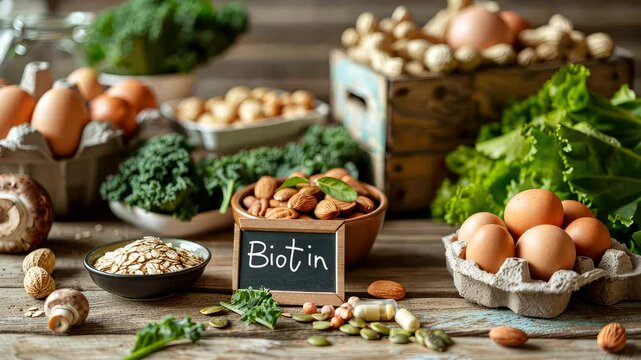 Biotin food content on the table. Selective focus. foods.