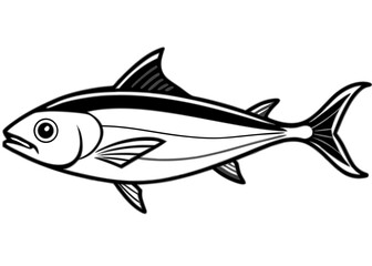 Fish silhouette on a white background with a simple underwater theme