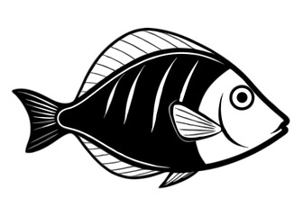 Cartoon fish vector illustration with tropical aquatic life and underwater elements