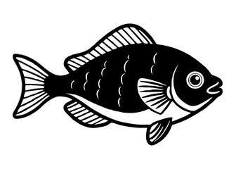 Vector illustration of a fish swimming in the ocean, featuring a tropical aquarium style with aquatic life, nature, and marine elements