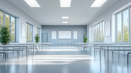 Fototapeta premium Modern Spacious Office Workspace with Natural Light and Contemporary Design