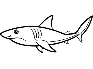 Obraz premium Shark and Fish Vector Illustration in the Ocean