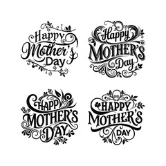 Black silhouette-style typographic design Happy Mother's Day 1