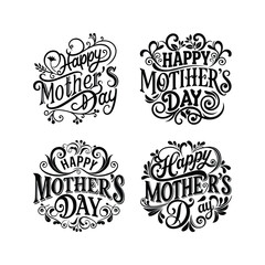 Black silhouette-style typographic design Happy Mother's Day 2