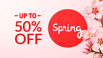Spring Sale Promotion with Pink Blossoms